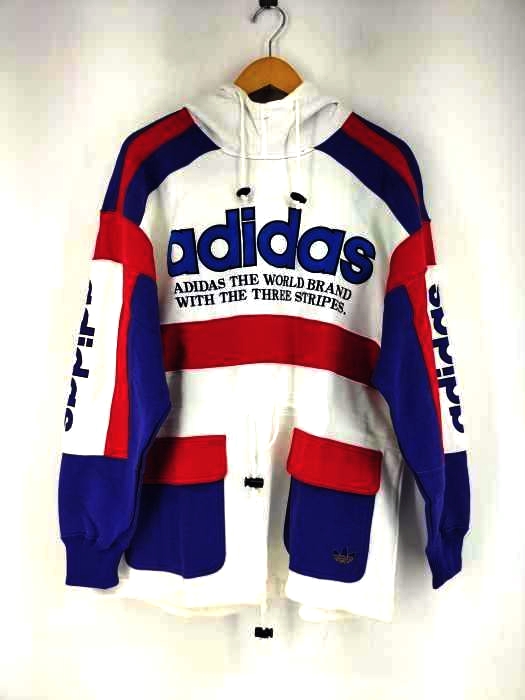 アディダス adidas デサント製 ドローコード プルオーバーパーカー メンズ  M-L