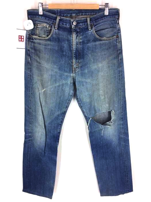 Levis(リーバイス) 502XX 復刻 ビッグE 赤耳 ボタン裏J22 ダメージデニムパンツ メンズ  表記無