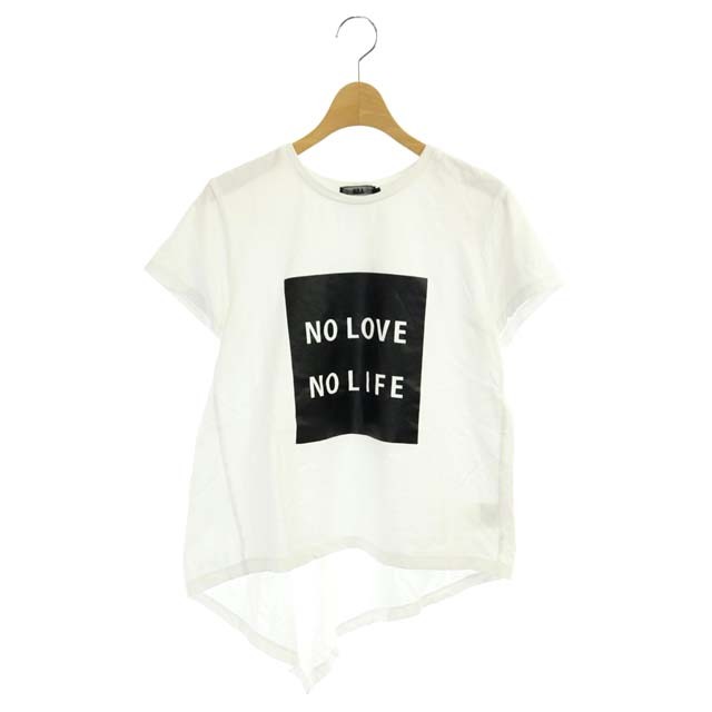 AULA AILA(アウラアイラ) AULA NO LOVE NO LIFE T-SHIRT Tシャツ カットソー 半袖 プリント クルーネック 0 白 ホワイト /AA ■OS レディース  0(日本サイズXS相当）