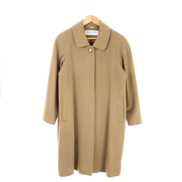 BALMAIN(バルマン) ステンカラーコート アウター ロング カシミヤ シルク 日本製 9 キャメル /DF ■EC レディース  9（日本サイズL相当）