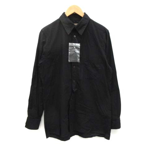 Ys(ワイズ) バングオン BANG ON ! No.6 ヨウジヤマモト YOHJI YAMAMOTO 前立て変形シャツ コットンツイル 長袖 ジェンダーレスライン 2 M 黒 ブラック /ST レディース  2(日本サイズM相当)