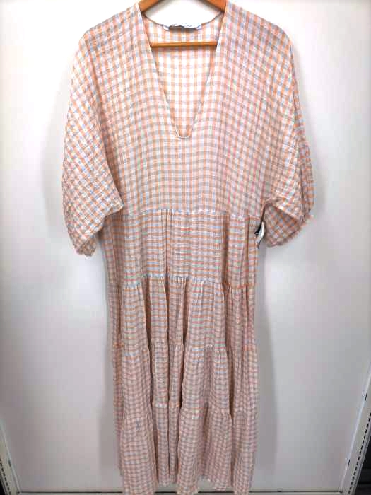 ZARA(ザラ) チェックマキシフレアワンピース レディース import：S