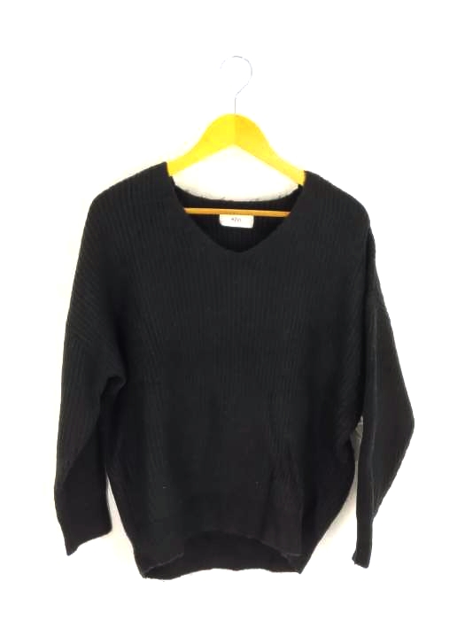 AZUL by moussy(アズールバイマウジー) リブニットVネックルーズプルオーバー レディース  S