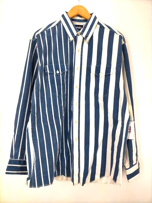 Wrangler(ラングラー) USA製アシンメトリーストライプ B.Dシャツ メンズ import：XL