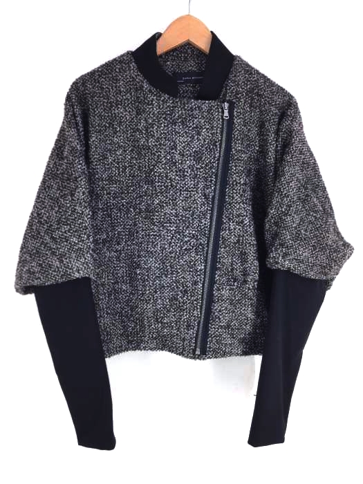 ザラ ZARA ツイード切替ジップアップブルゾン レディース JPN：M