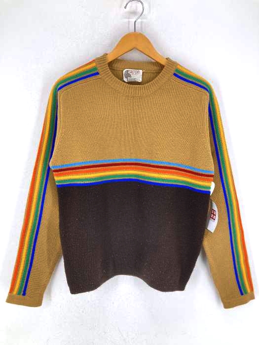 ユーズドフルギ USED古着 70S~ SILTON CALIFORNIA レインボーラインデザインアクリルニット メンズ JPN：M