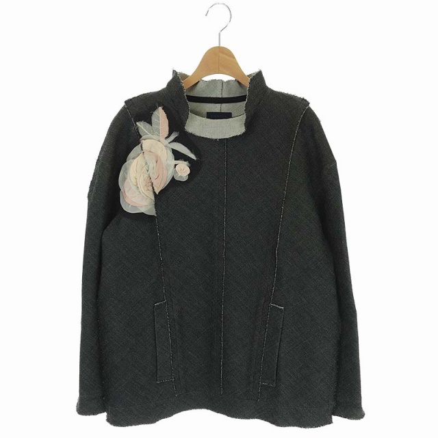 LANVIN(ランバン) 装飾付きプルオーバーフォーマルトップス カットソー 長袖 36 黒 ブラック /HK ■OS レディース 36(日本サイズ相当S)