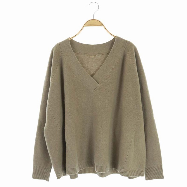 DEUXIEME CLASSE(ドゥーズィエムクラス) 19AW ミドルゲージニット セーター 長袖 Vネック ワイド ベージュ /ES ■OS レディース  サイズの記載なし