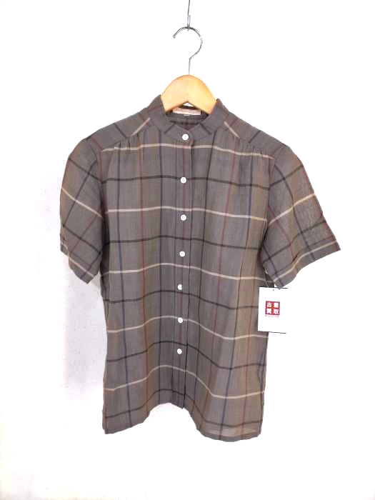 BURBERRY’S(バーバリーズ) 90s チェック柄 バンドカラー半袖リネンシャツ レディース 9
