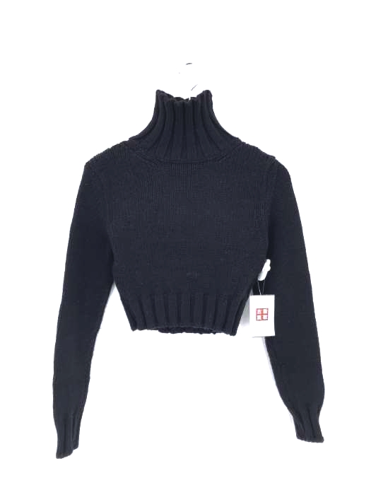 DOLCE&GABBANA(ドルチェアンドガッバーナ) 黒タグ アクリル混 タートルネック ケーブル編み ウールニット レディース import：XS