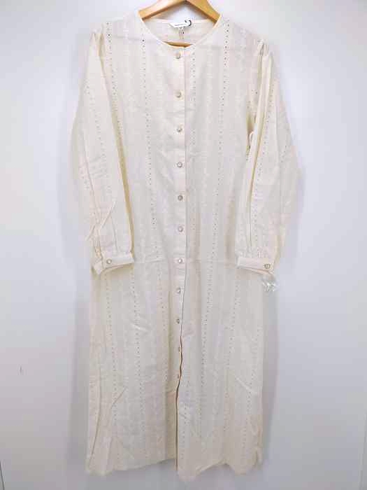 moussy(マウジー) EYELET NOCOLLAR LONG SHIRT レディース  FREE