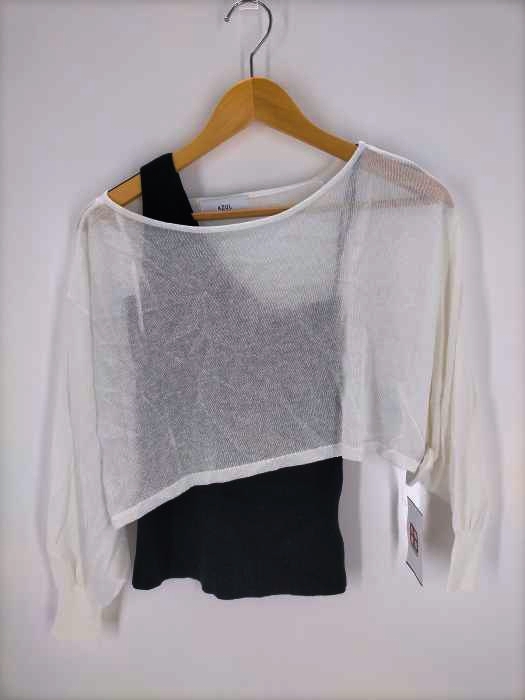 AZUL by moussy(アズールバイマウジー) ONE-SHOULDER KNIT SET TOPS レディース  S