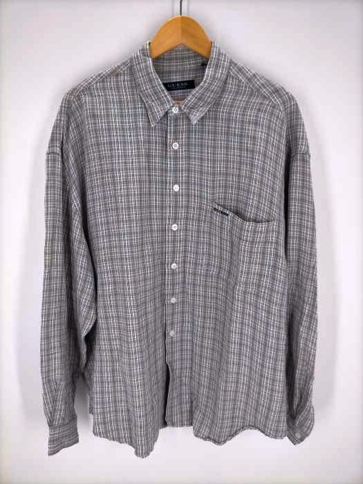 ゲス クラシック GUESS CLASSIC リネンレーヨンチェック柄シャツ メンズ JPN：L