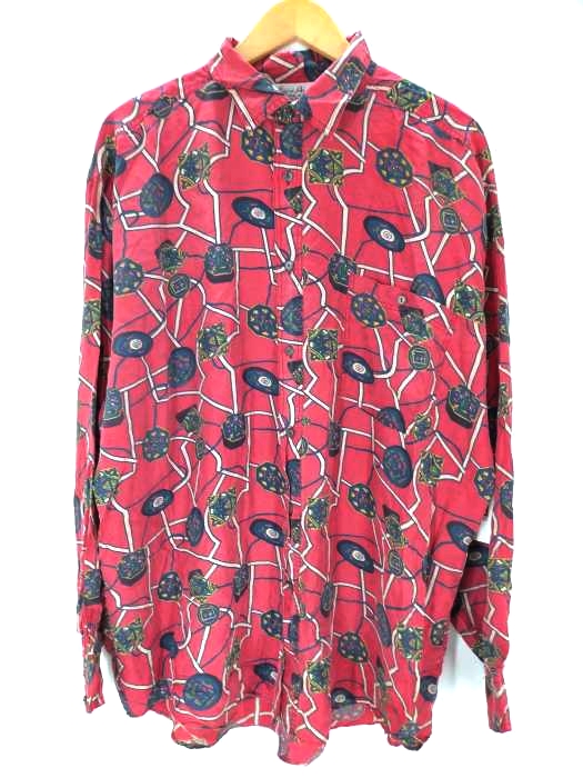 ユーズドフルギ USED古着 総柄シルクシャツ メンズ JPN：XL
