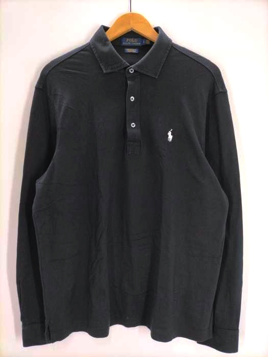 ポロラルフローレン POLO RALPH LAUREN CUSTOM SLIM FIT STRETCH MESH ワンポイント刺繍 長袖 ポロシャツ メンズ import：L