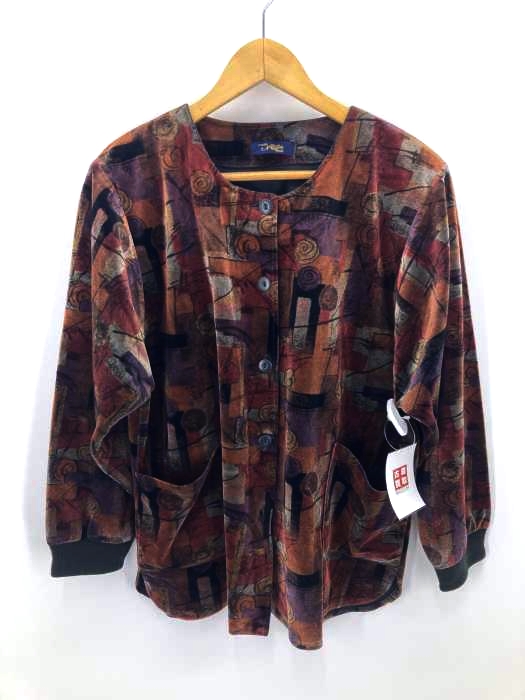 USED古着(ユーズドフルギ) New Look 総柄 ベロアノーカラージャケット レディース  表記無