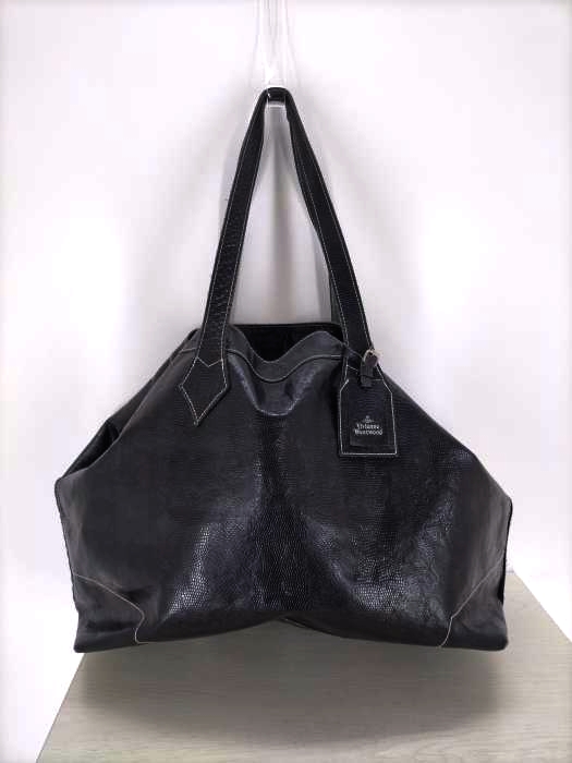 Vivienne Westwood Accessories(ヴィヴィアンウエストウッド アクセサリー) 90S オーブプレート装飾 カウレザー アニマル型押し ビッグトートバッグ メンズ 表記無