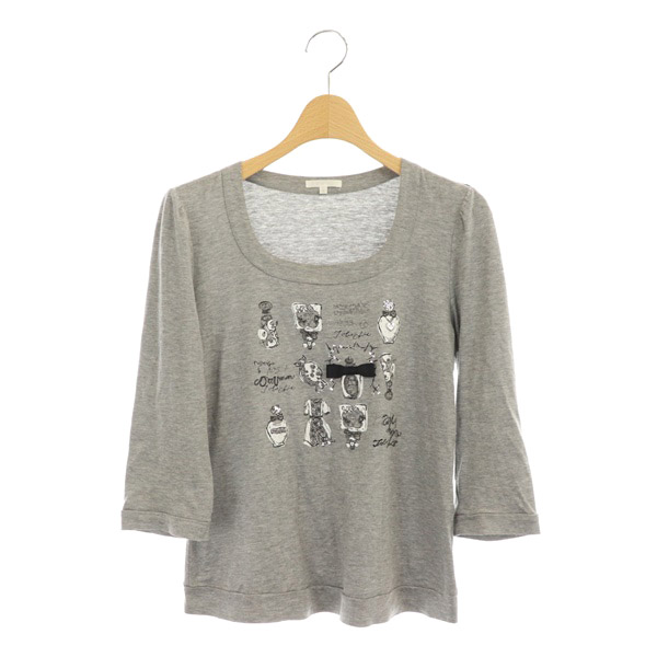TO BE CHIC(トゥービーシック) 七分袖 カットソー Uネック スパンコール 2 グレー /MY ■OS レディース  2