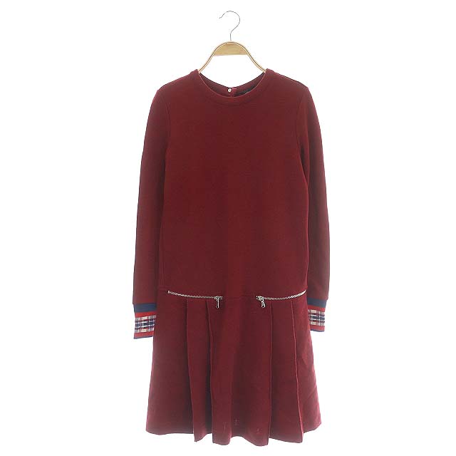 Marc by Marc Jacobs(マークバイマークジェイコブス) ワンピース ひざ丈 長袖 バックボタン ウール XS 赤 ボルドー レッド /MF レディース  XS