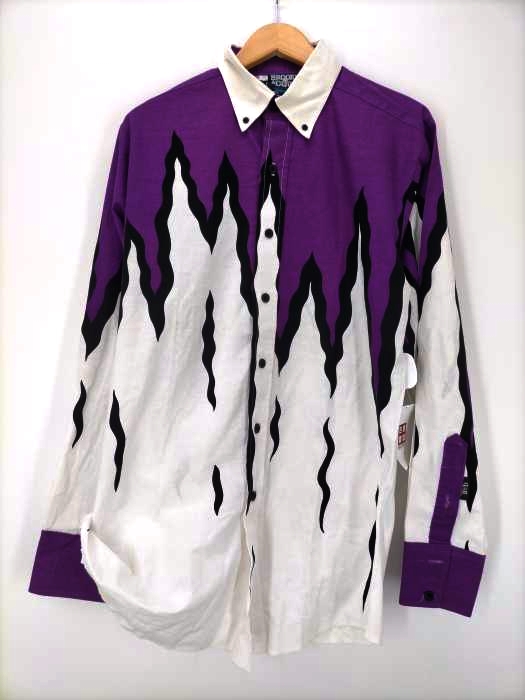 ユーズドフルギ USED古着 BROOKS & DUNN パープル ファイヤーパターン B.Dシャツ メンズ import：M
