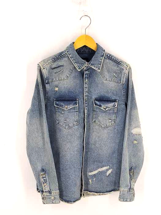 ザラ ZARA ダメージ加工デニムシャツジャケット レディース import：S