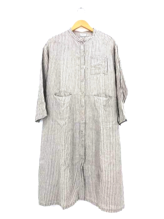 fog linen work(フォグリネンワーク) バンドカラー ストライプ リネン 