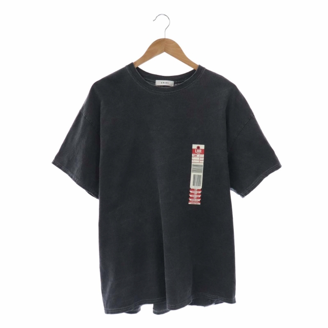 Ameri VINTAGE(アメリヴィンテージ) ALL ABOARDプリント Tシャツ カットソー チュニック丈 半袖 オーバーサイズ チャコール /ES ■OS レディース  品質タグがカットされており不明です。