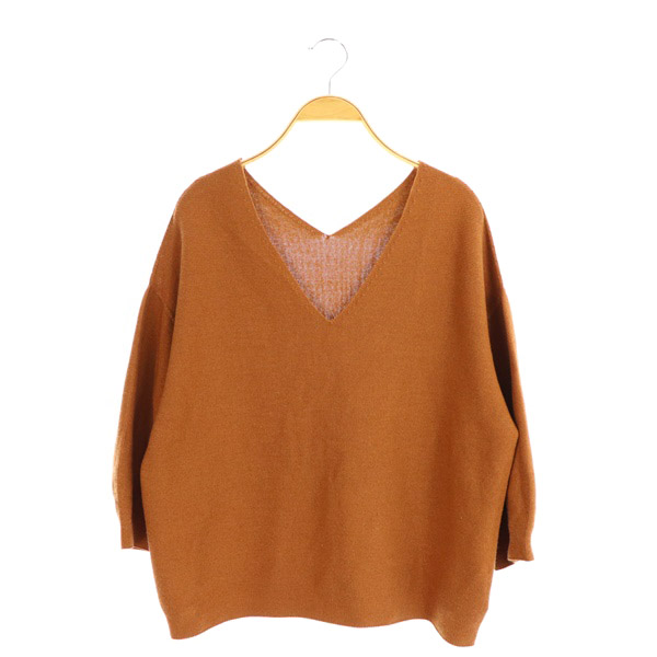 Spick and Span(スピックアンドスパン) スピック&スパン Spick&Span 18AW ウール混 Vネック ニット セーター 七分袖 茶 ブラウン /MY ■OS レディース レディース  表記なし