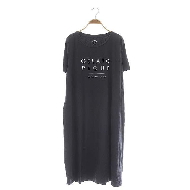 gelato pique(ジェラートピケ) ワンピース ロング 半袖 ロゴ プリント ONESIZE グレー /MF レディース ONESIZE