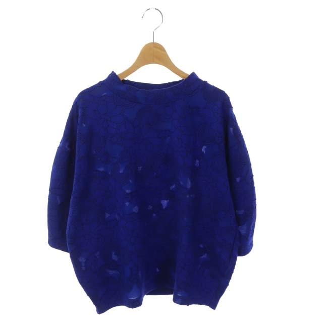 ZUCCa(ズッカ) カットソー プルオーバー 七分袖 花柄 M 青 ブルー /DF レディース  M