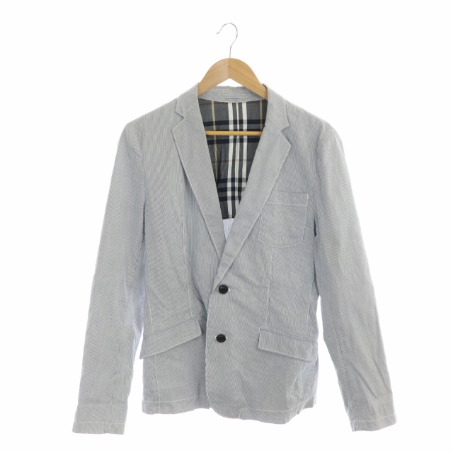 BURBERRY LONDON BLUE LABEL(バーバリーロンドンブルーレーベル) バーバリー ロンドン BURBERRY LONDON BLUE LABEL テーラードジャケット 背抜き ストライプ シングル 2B M ブルー /MF メンズ メンズ  M