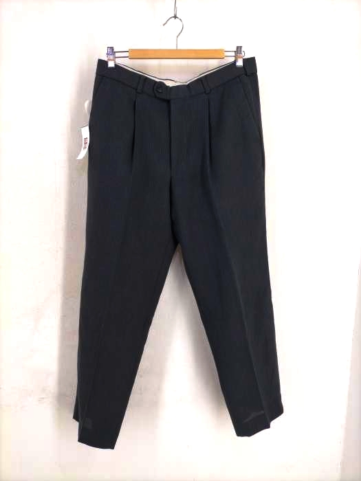 USED古着(ユーズドフルギ) ~80S イギリス製 OPTIジッパー 1タックストライプスラックスパンツ メンズ EUR：44-46