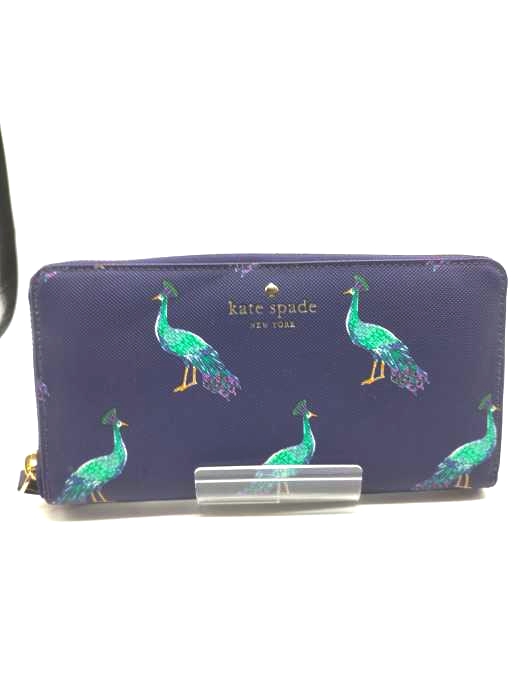 ケイトスペード Kate spade 孔雀柄 サフィアーノレザー長財布  