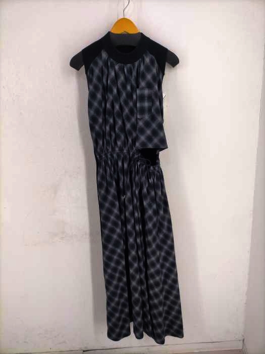 サカイ Sacai オンブレチェック アシンメトリー ドッキングワンピース レディース JPN：1