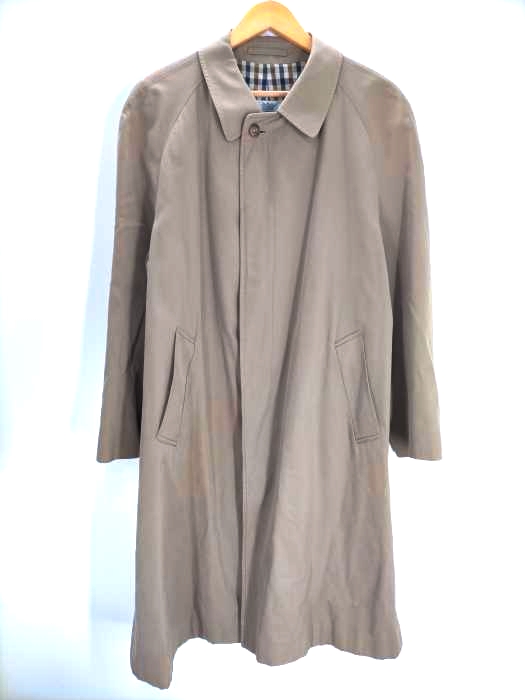 アクアスキュータム AQUASCUTUM 英国製 裏地チェック ステンカラーコート メンズ 表記無