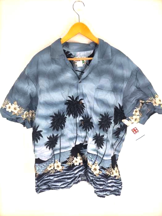 KY’S(フメイ) ハイビスカス オープンカラー半袖アロハシャツ メンズ JPN：XL