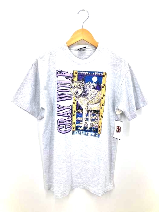 USED古着(ユーズドフルギ) SIGNAL SPORTSボディ GRAY WOLF ラバープリントTシャツ USA製 霜降り メンズ JPN：L