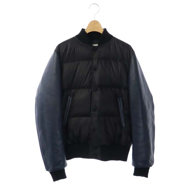 Sacai(サカイ) 袖レザー切替ダウンジャケット アウター 牛革 スナップボタン 2 黒 紺 ブラック ネイビー /ES ■OS ■BT レディース  2