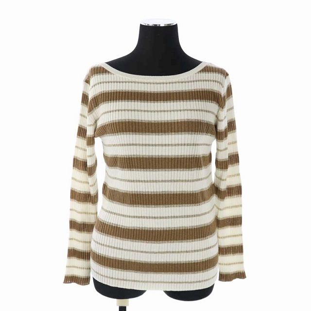UNITED ARROWS green label relaxing(ユナイテッドアローズグリーンレーベルリラクシング) グリーンレーベルリラクシング ユナイテッドアローズ green label relaxing ボーダーニット カットソー コットン ボートネック プルオーバー 長袖 白 ホワイト キャメル ベージュ /HS ■OS レディース レディース  表記なし