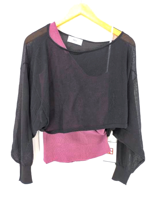 AZUL by moussy(アズールバイマウジー) ONE-SHOULDER KNIT SET TOPS レディース  M