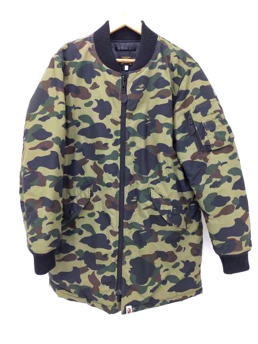 A BATHING APE(アベイシングエイプ) BAPE 1ST CAMO LONG LENGTH MA-1 メンズ JPN：L