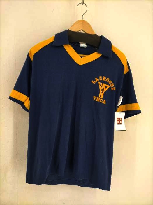 Champion(チャンピオン) 70S バータグ後期 LACROSSE YMCA ラインデザイン襟付きVネックカットソー メンズ JPN：XL