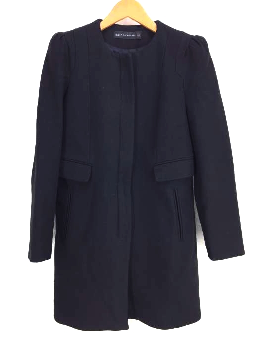 ZARA WOMAN(ザラ ウーマン) ボリュームショルダーノーカラーコート レディース  XS