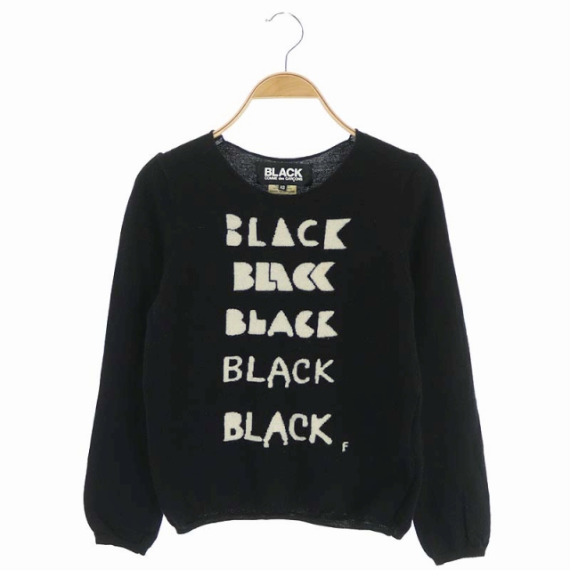 BLACK COMME des GARCONS(ブラックコムデギャルソン) AD2011 BLACK ロゴデザインウールニット セーター 長袖 XS 黒 ブラック /ES ■OS レディース  XS