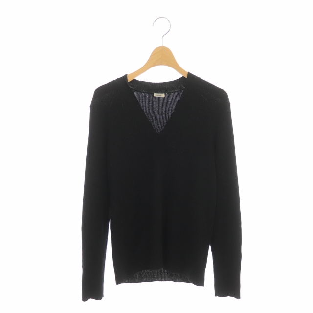 IENA(イエナ) 19AW リブ ニット セーター プルオーバー 長袖 Vネック 黒 ブラック /DF レディース  表記なし
