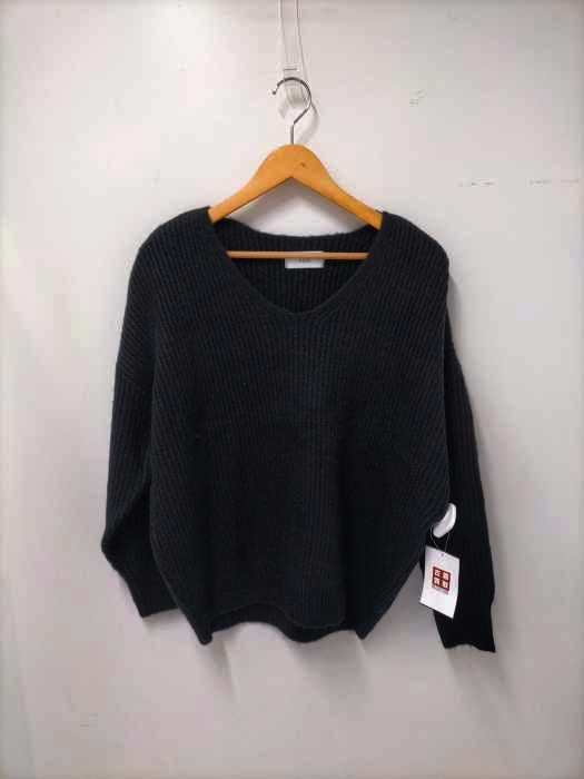AZUL by moussy(アズールバイマウジー) リブニットVネックルーズプルオーバー レディース  M