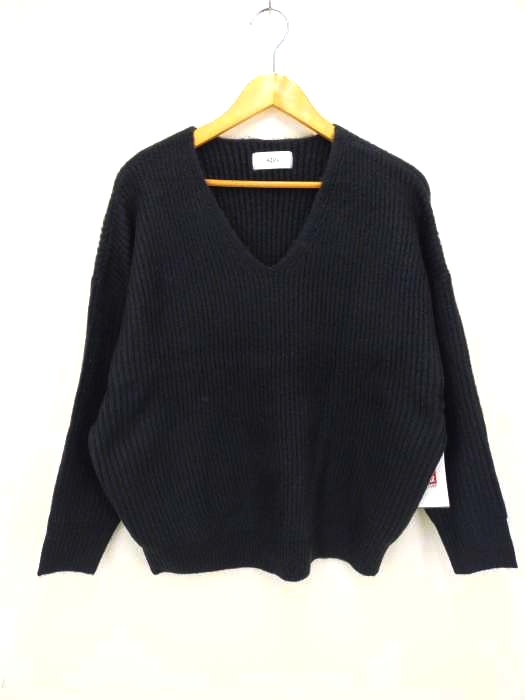 AZUL by moussy(アズールバイマウジー) リブニットVネックルーズプルオーバー レディース  S
