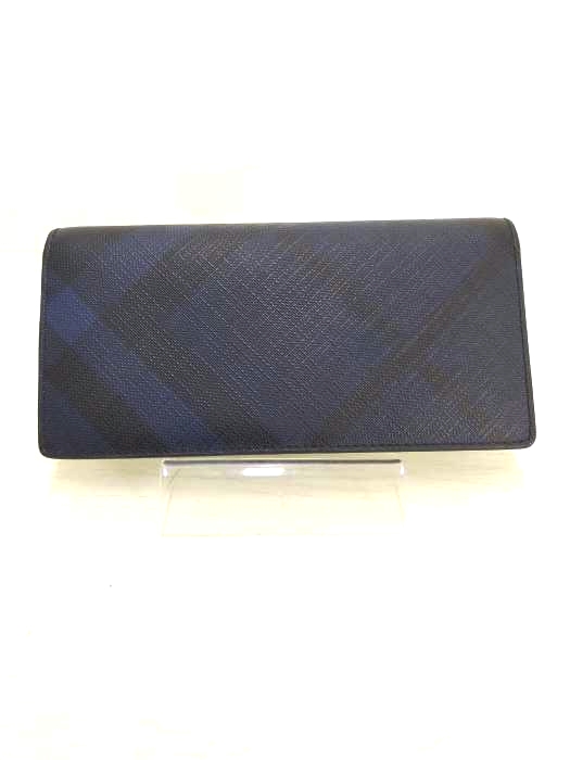 BURBERRY(バーバリー) DARK CHARCOAL チェック柄二つ折り長財布 メンズ 表記無