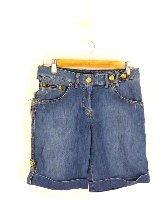 ドルチェアンドガッバーナ DOLCE&GABBANA 金ボタン デニムハーフパンツ ショーツ レディース JPN：40