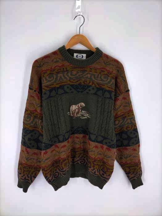 ユーズドフルギ USED古着 OLD 刺繍総柄アランニット メンズ JPN：M